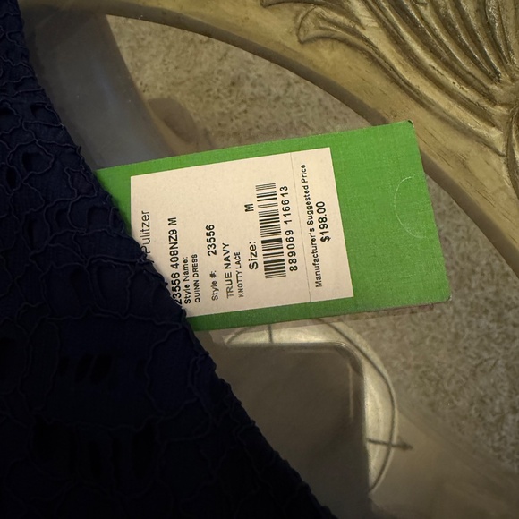 NWT Lilly Pulitzer Quinn Swing Dress Knotty Lace Navy Blue Size Medium Halter - Picture 10 of 10